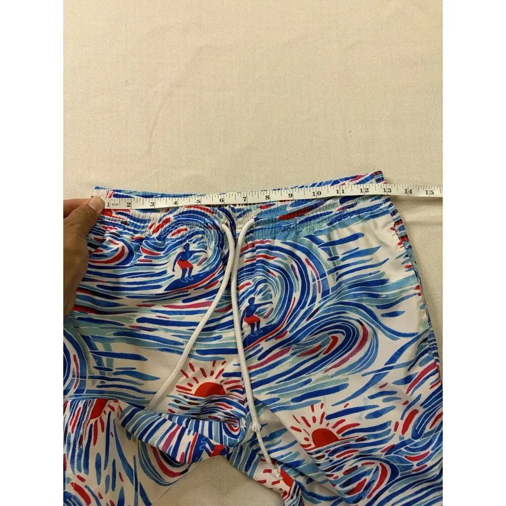 RSVLTS Swim Trunks Boys XL Watercolor Waves Surfer Lined Drawstring Shorts